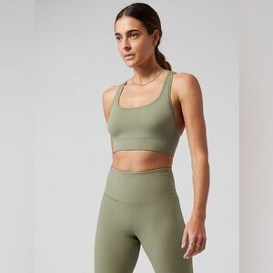 Athleta Olive Green cropped Pants / bra set